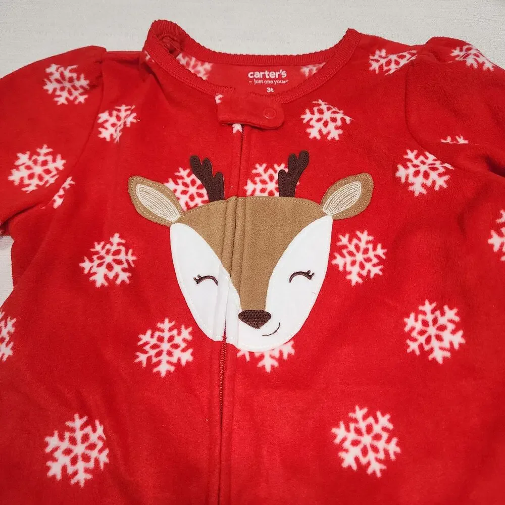 Reindeer and snowflakes Carter's one piece pajamas size 3t